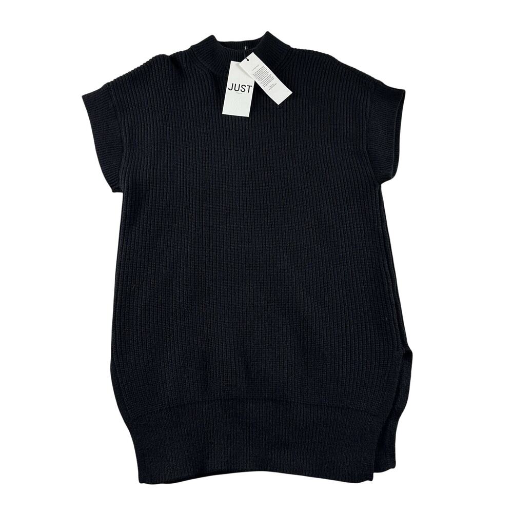 NWT Just Female "Sophie Knit Sweater Vest” Sleeveless Heavy Knit Size S Black‎
